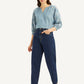 Women's Blue Loose Tapered Fit High Rise Jeans - Front View