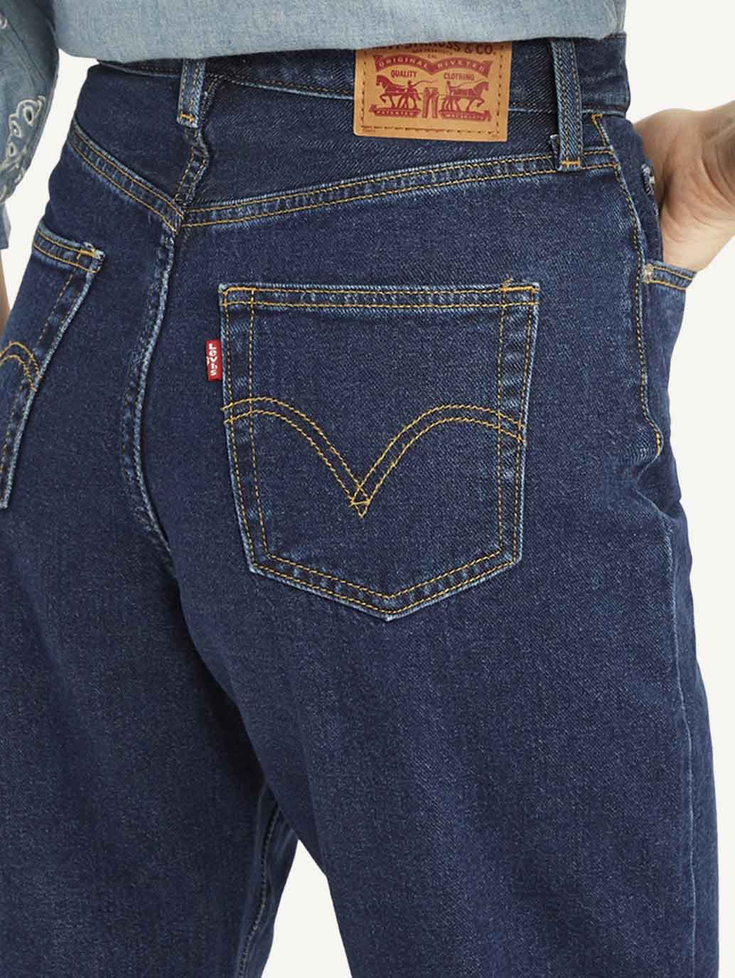 Women's Blue Loose Tapered Fit High Rise Jeans - d60ab48d-2007-41fd-9302-98b81a007261 View