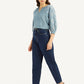 Women's Blue Loose Tapered Fit High Rise Jeans - Side View