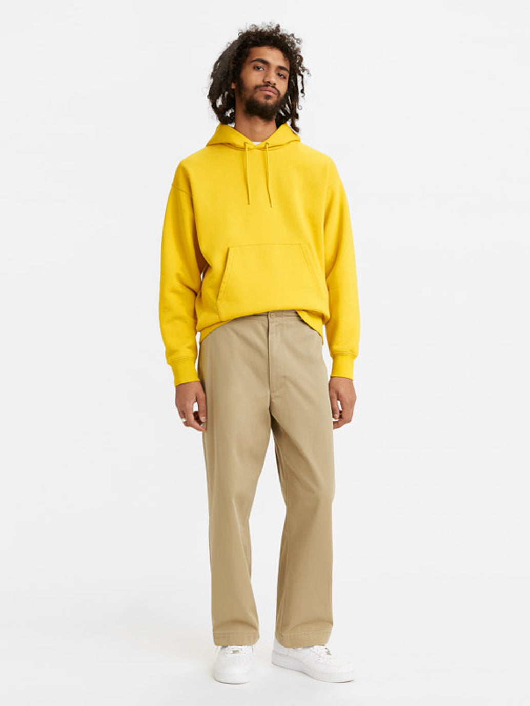Men's Beige Regular Fit Trousers - StyleShot View