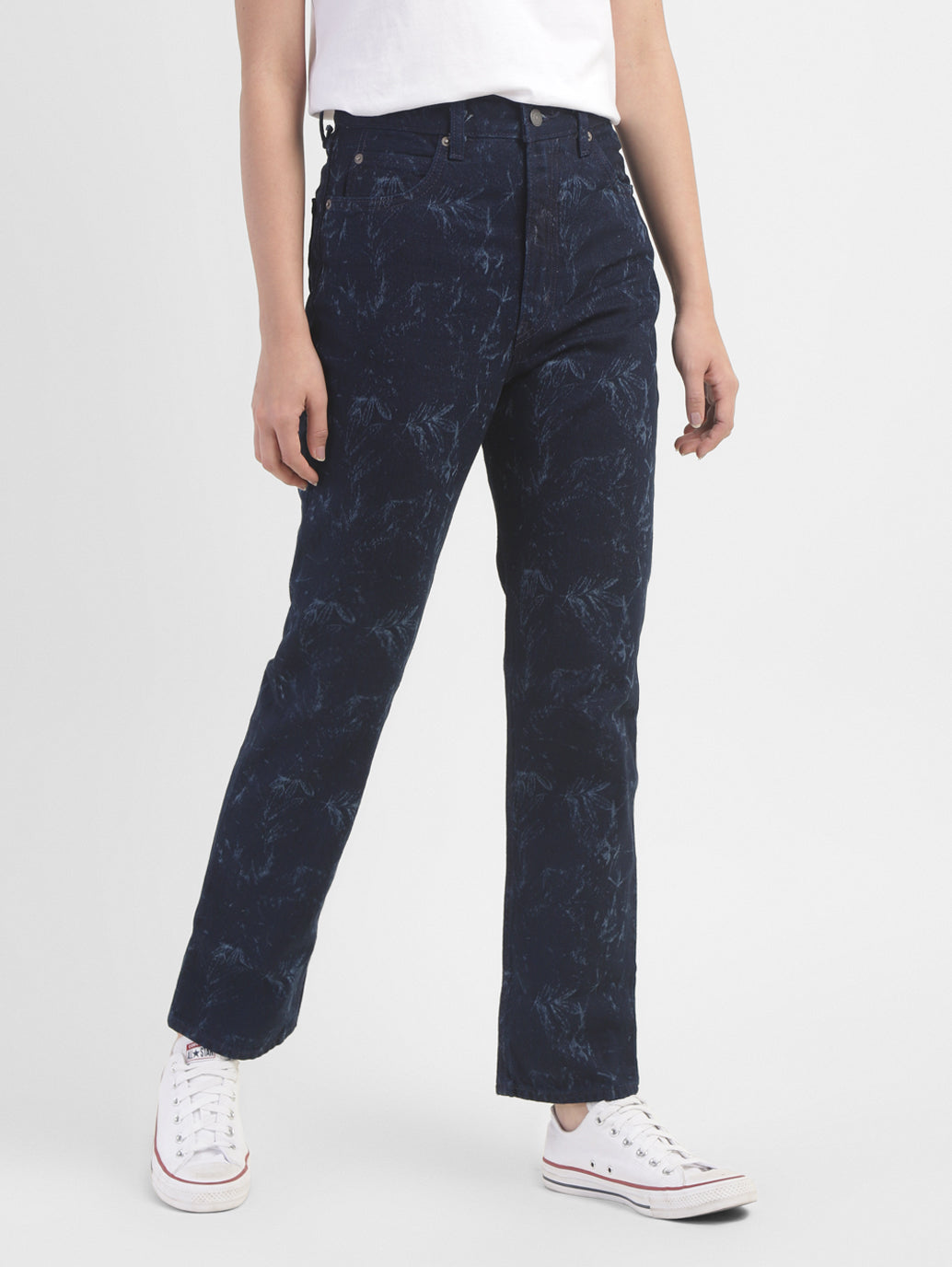 Women's Blue Loose Fit High Rise Jeans - 489033b9-65f3-4e0e-aa68-e5139b4ac70d View