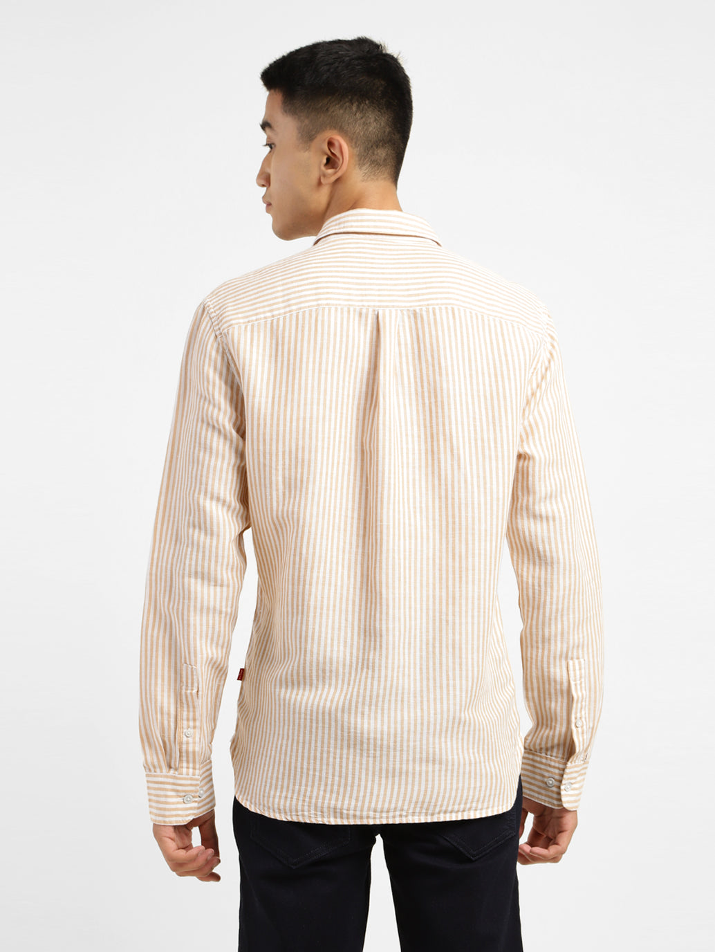 Men's Striped Slim Fit Linen Shirt - 7caf1726-61fb-4cbd-9852-28ecfbc0b478 View
