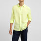Men's Solid Spread Collar Linen Shirt Yellow - c3f76553-5e1f-4201-b26f-e067772af3ef View