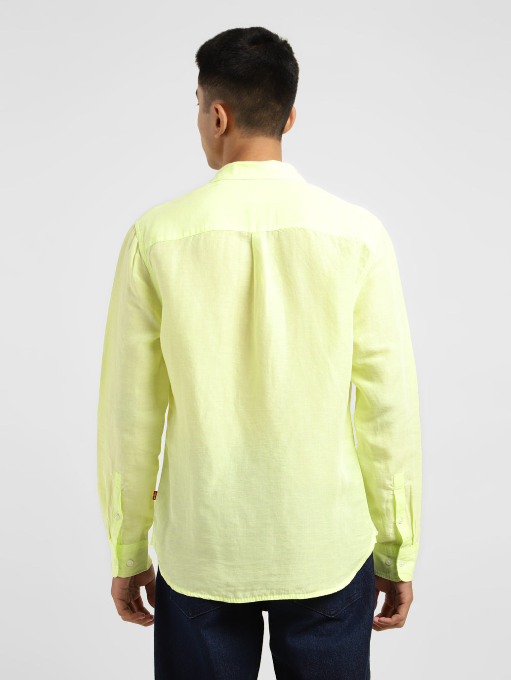 Men's Solid Spread Collar Linen Shirt Yellow - 3f26e3b9-8eb8-47ef-8de1-bb9a60f47f36 View