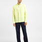 Men's Solid Spread Collar Linen Shirt Yellow - 7b34e42b-6477-43fc-a670-887f9ba7b94a View
