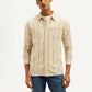 Men's Striped Slim Fit Linen Shirt - Front View