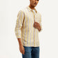 Men's Striped Slim Fit Linen Shirt - Side View