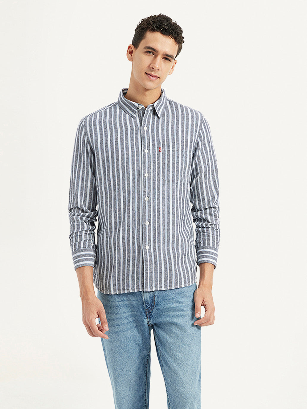 Men's Striped Slim Fit Linen Shirt
