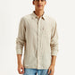 Men's Striped Slim Fit Linen Shirt - Front View