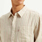 Men's Striped Slim Fit Linen Shirt - Detail View