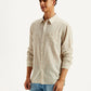 Men's Striped Slim Fit Linen Shirt - Side View