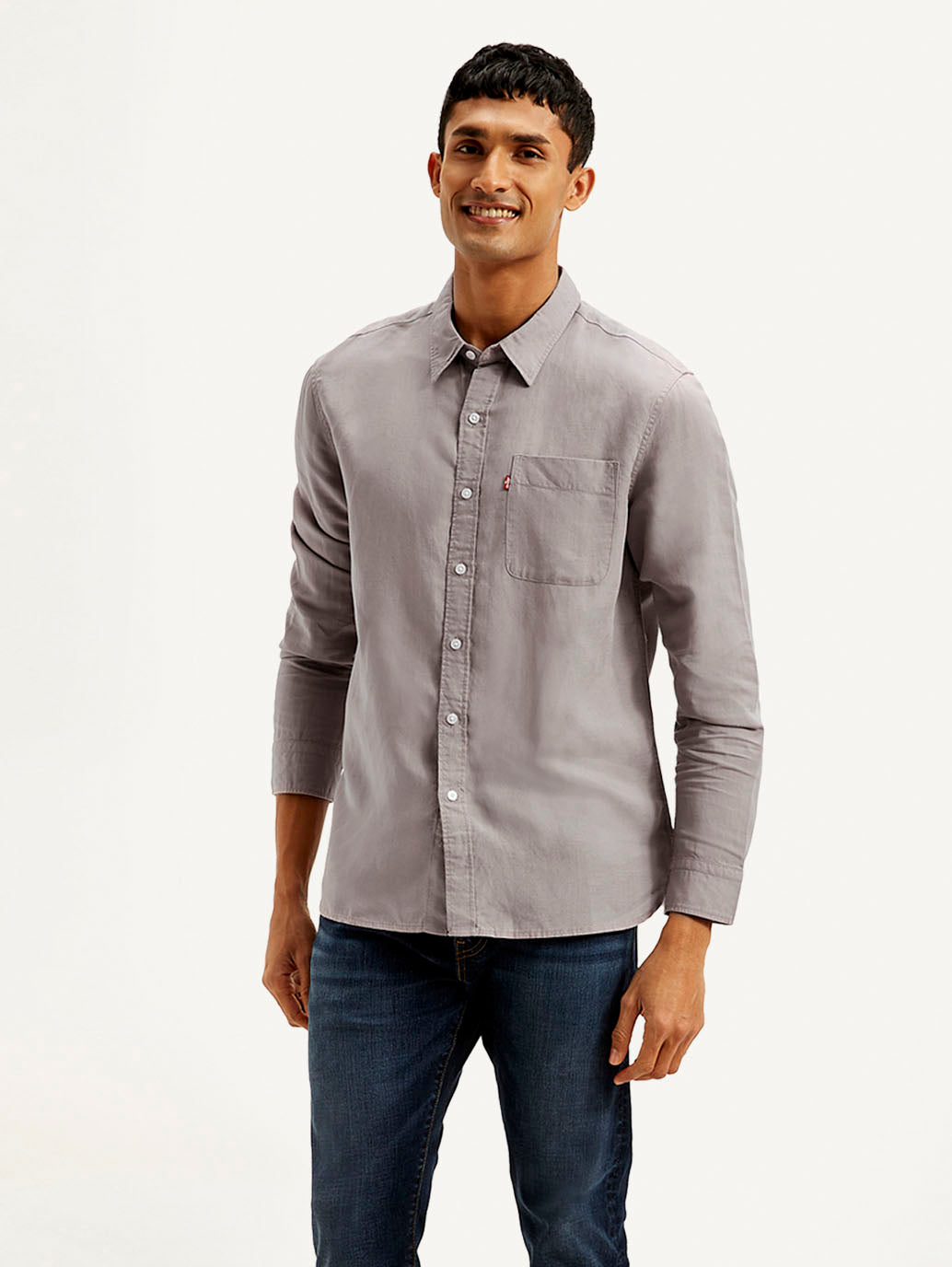 Men's Solid Slim Fit Linen Shirt - Side View