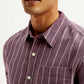 Men's Striped Slim Fit Linen Shirt - Detail View