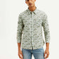Men's Floral Slim Fit Linen Shirt - Front View