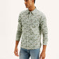 Men's Floral Slim Fit Linen Shirt - Side View