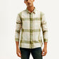 Men's Checkered Slim Fit Linen Shirt - Front View