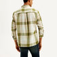 Men's Checkered Slim Fit Linen Shirt - Back View