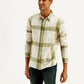 Men's Checkered Slim Fit Linen Shirt - Side View