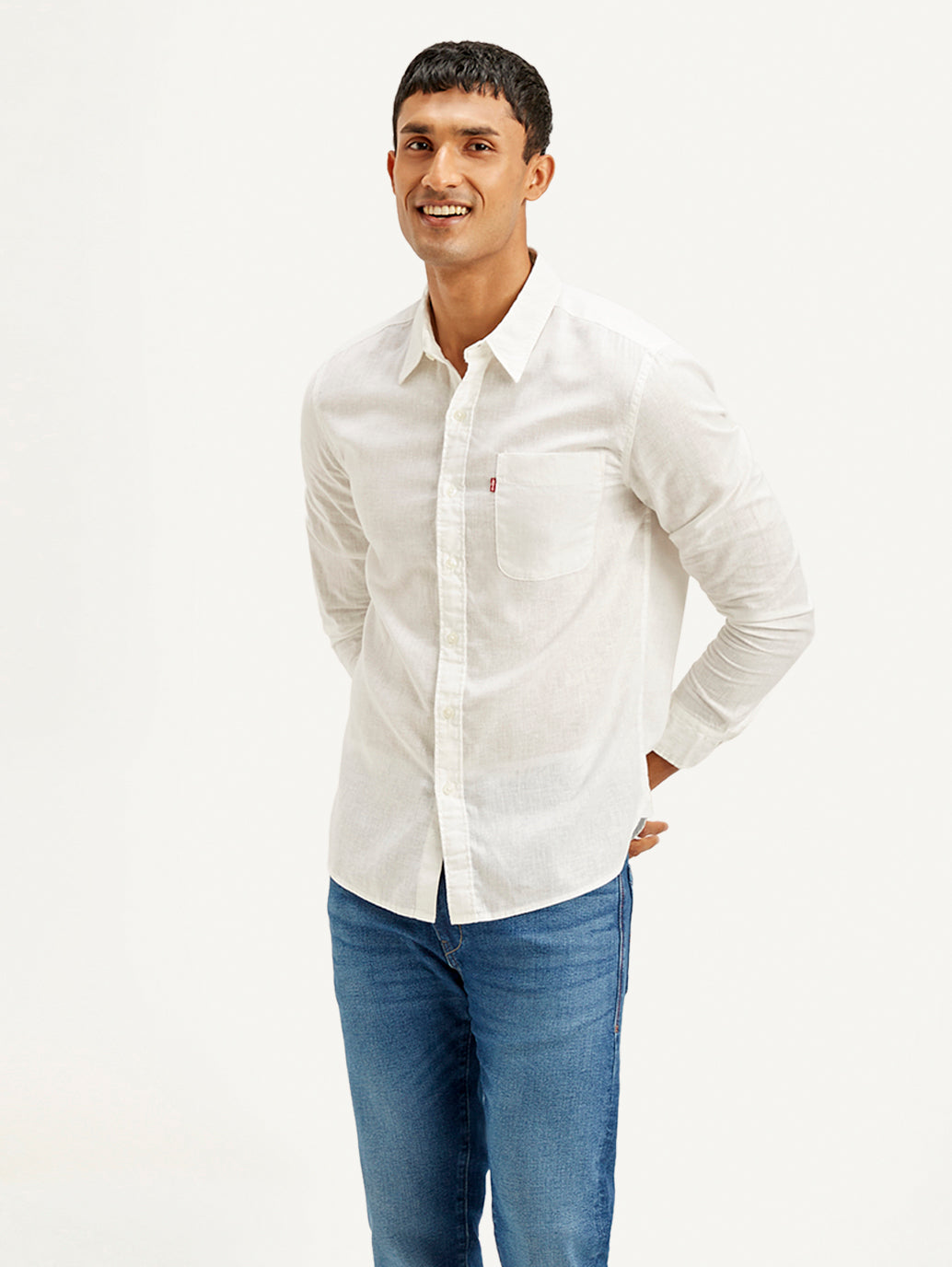 Men's Solid Slim Fit Linen Shirt - Styleshot View