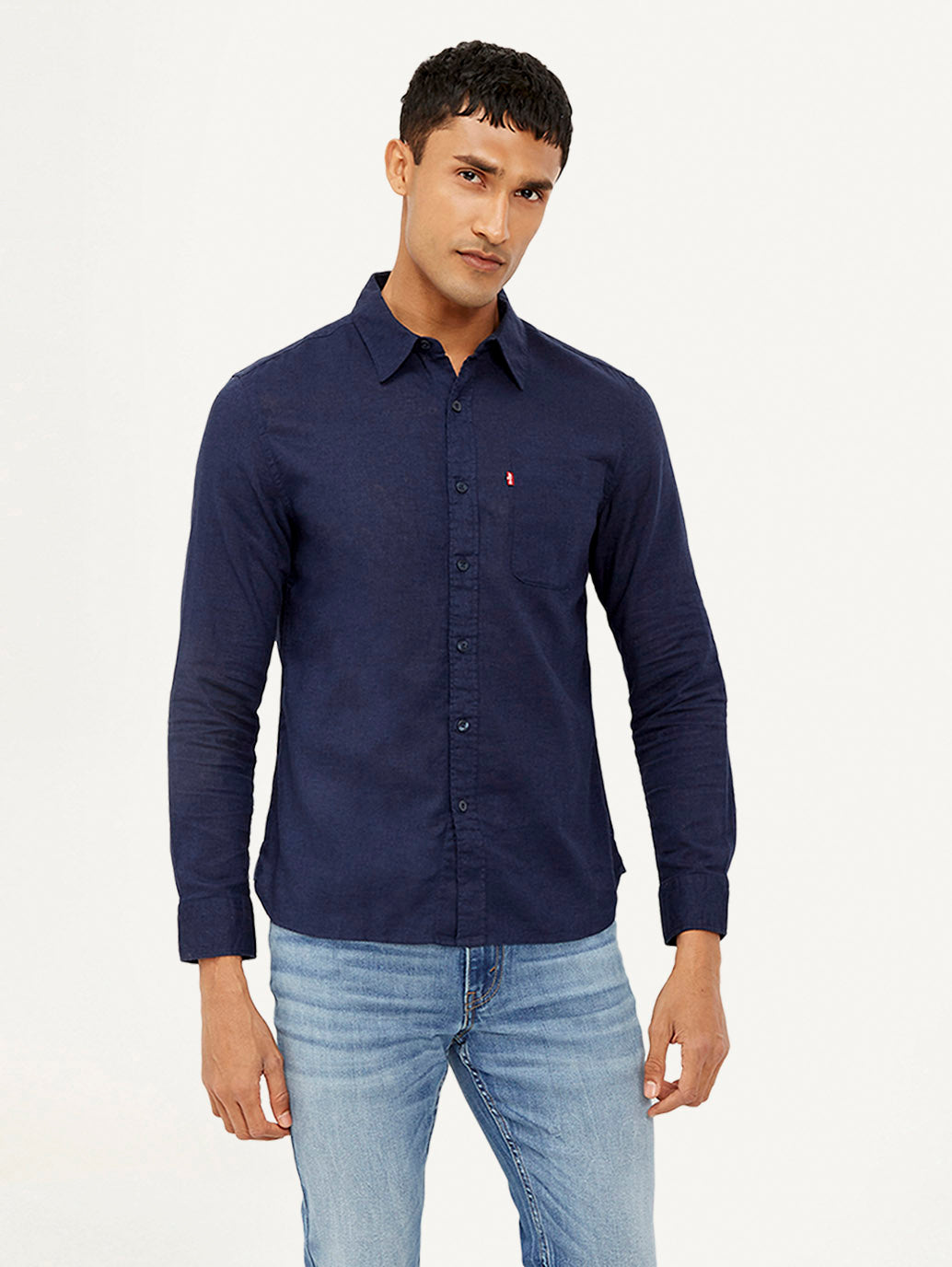 Men's Solid Slim Fit Linen Shirt - Styleshot View