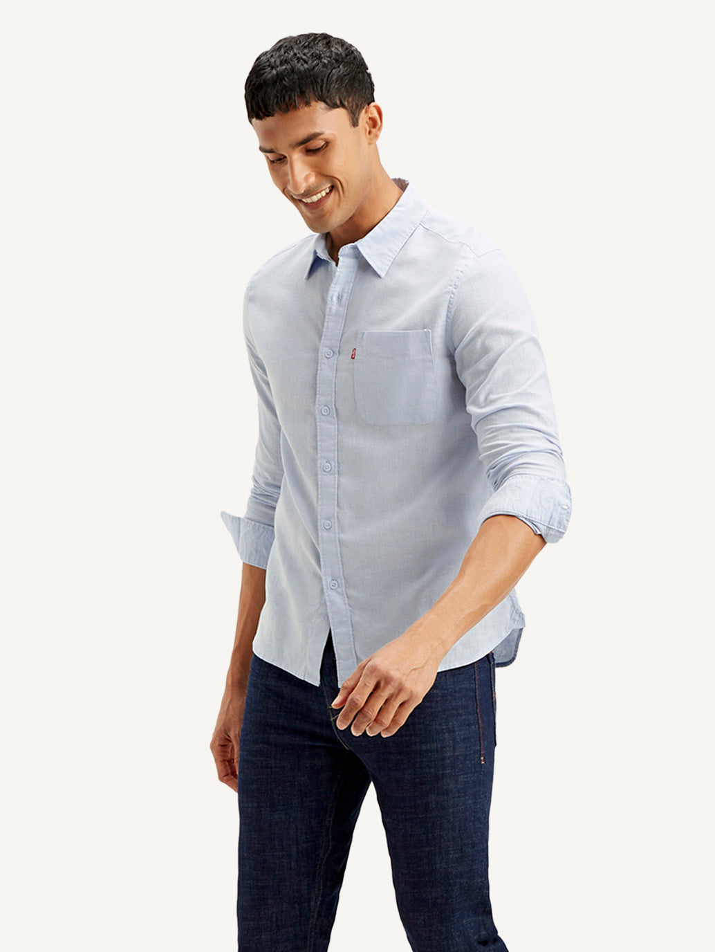 Men's Solid Slim Fit Linen Shirt - Styleshot View