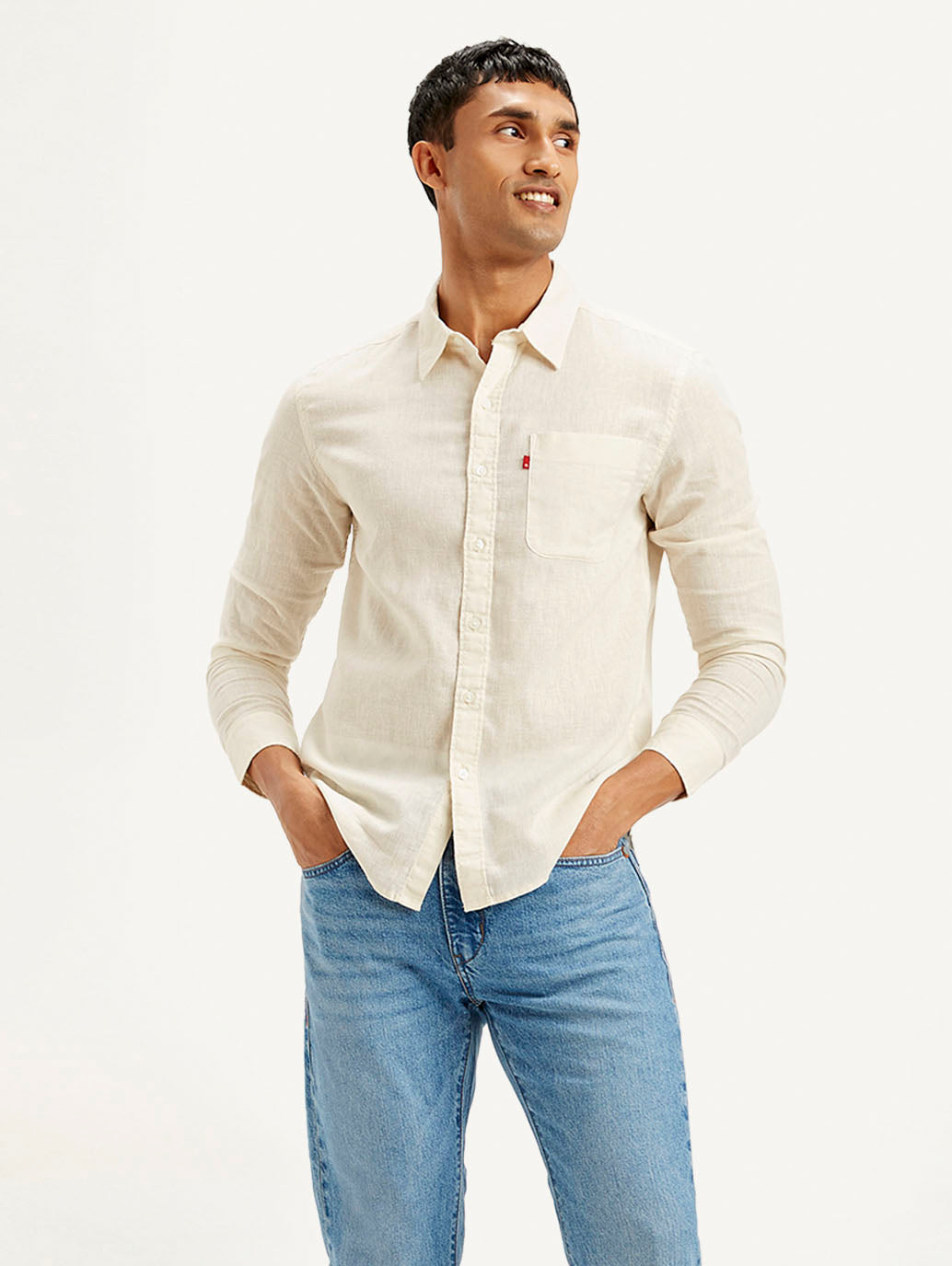Men's Solid Slim Fit Linen Shirt - Styleshot View