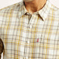 Men's Checkered Slim Fit Linen Shirt - Detail View