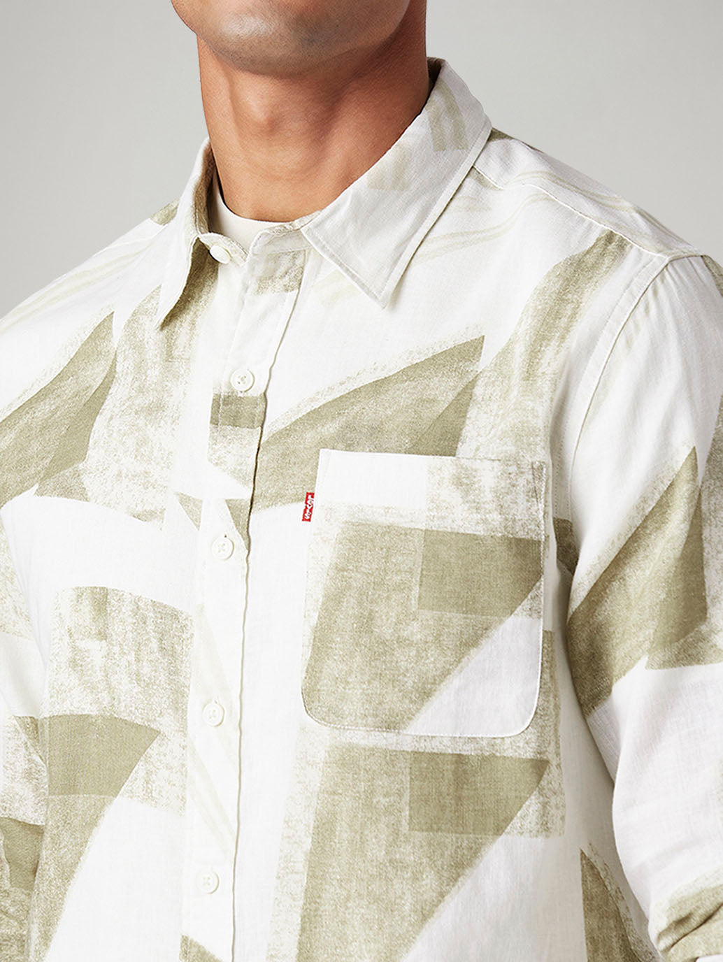 Men's Abstract Slim Fit Linen Shirt - 20 View