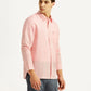 Men's Solid Light-Pink Slim Fit Linen Shirt - Side View