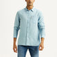 Men's Solid Light Blue Slim Fit Linen Shirt - Styleshot View