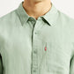 Men's Solid Light Green Slim Fit Linen Shirt - Detail View