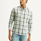 Men's Checkered Multicolor Slim Fit Linen Shirt - Front View