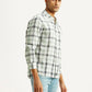 Men's Checkered Multicolor Slim Fit Linen Shirt - Side View