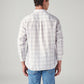 Men's Checkered Slim Fit Linen Shirt - Back View