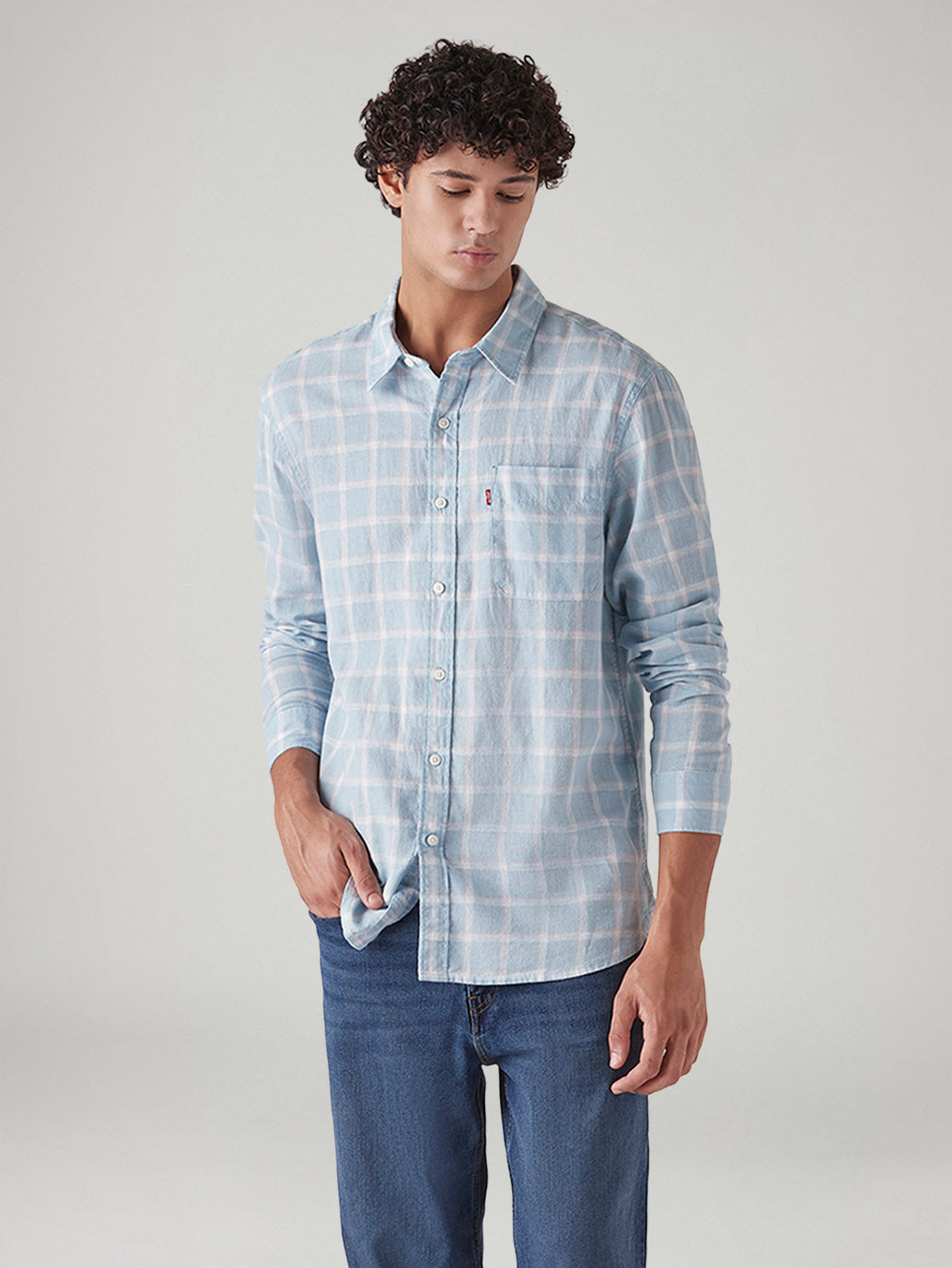 Men's Checkered Slim Fit Linen Shirt