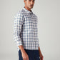 Men's Checkered Slim Fit Linen Shirt - Side View