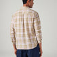 Men's Checkered Slim Fit Linen Shirt - Back View