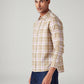 Men's Checkered Slim Fit Linen Shirt - Side View
