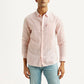 Men's Striped Light Pink Slim Fit Linen Shirt - Styleshot View
