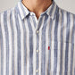 Men's Striped Slim Fit Linen Shirt - Detail View