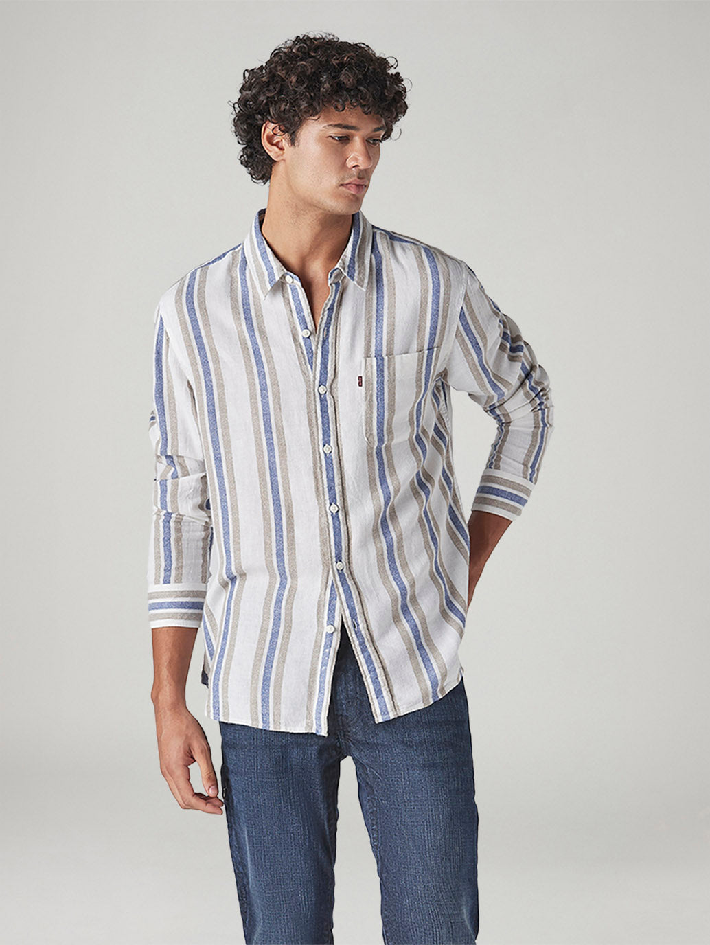 Men's Striped Slim Fit Dobby Shirt