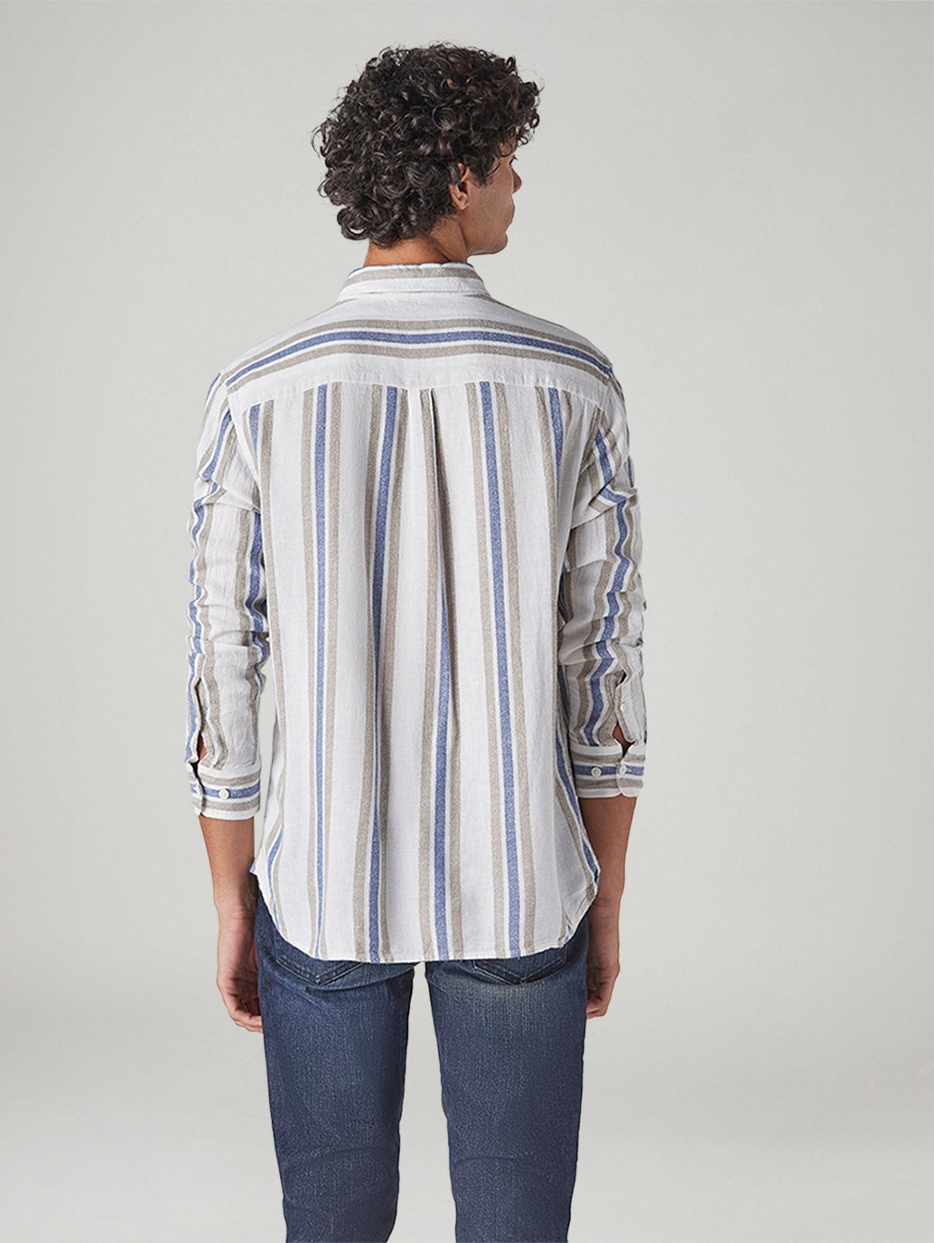 Men's Striped Slim Fit Dobby Shirt - Back View