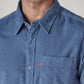 Men's Solid Slim Fit Corduroy Shirt - Detail View