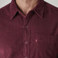 Men's Solid Slim Fit Corduroy Shirt - Detail View