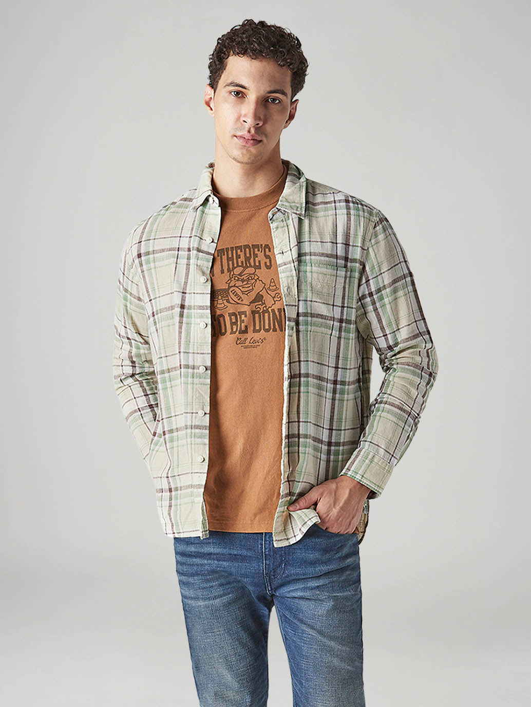 Men's Checkered Slim Fit Linen Shirt