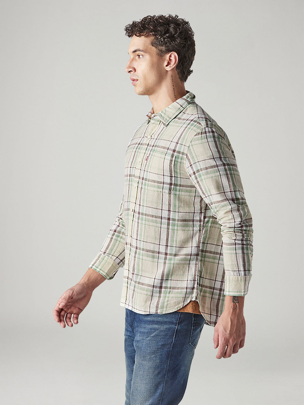 Men's Checkered Slim Fit Linen Shirt - 20 View