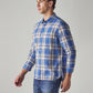 Men's Checkered Slim Fit Linen Shirt - Side View