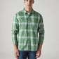 Men's Checkered Slim Fit Linen Shirt - Front View