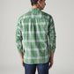Men's Checkered Slim Fit Linen Shirt - Back View
