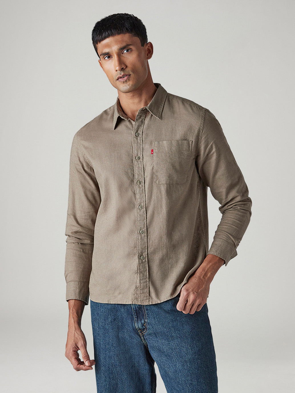 Men's Solid Slim Fit Shirt - Front View